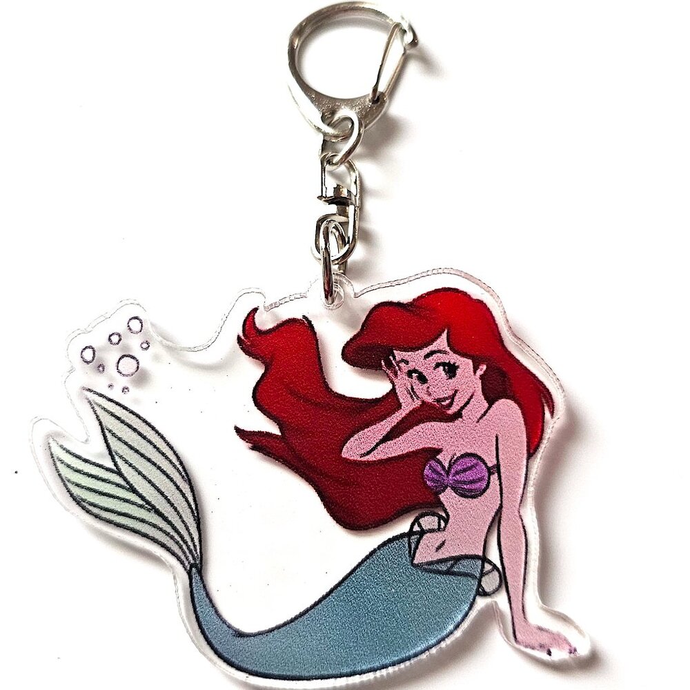 Ariel The Little Mermaid Acrylic Keychain, Disney Princess Mermaid Tail Charm